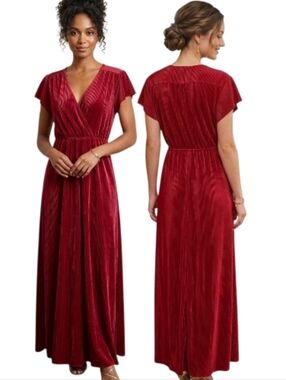 BALTIC BORN Pleated Faux Wrap Maxi Dress - Size M